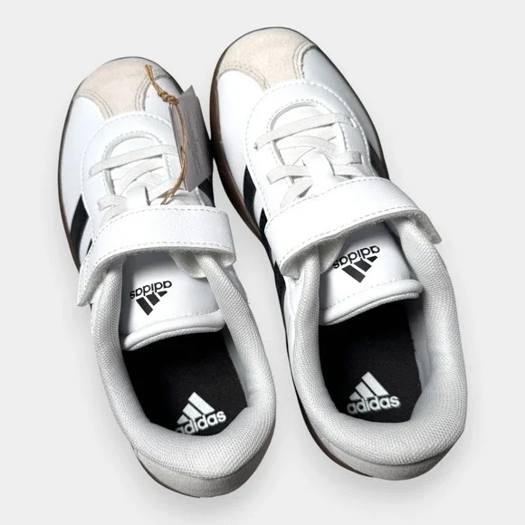 NWB Adidas VL size 3 Court 3.0‎ Kids Shoes White Black Gum Strap - Picture 9 of 13